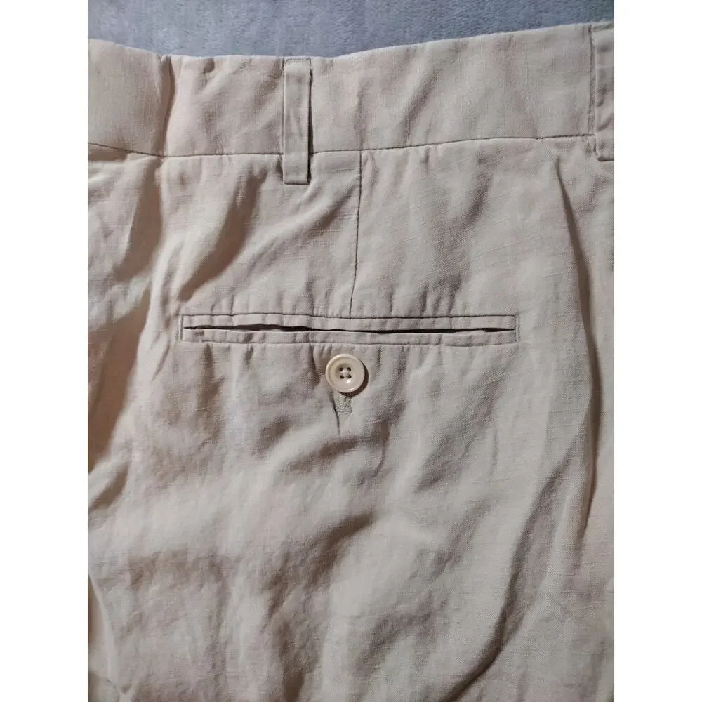 VTG Polo Ralph Lauren Dress Pants 36/30 Beige Linen Silk Formal Office Preppy